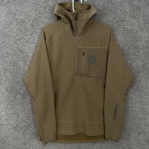 MTN OPS Hoodie Mens XL Beige Grid Fleece 1/2 Zip Thermal Pullover Hunting